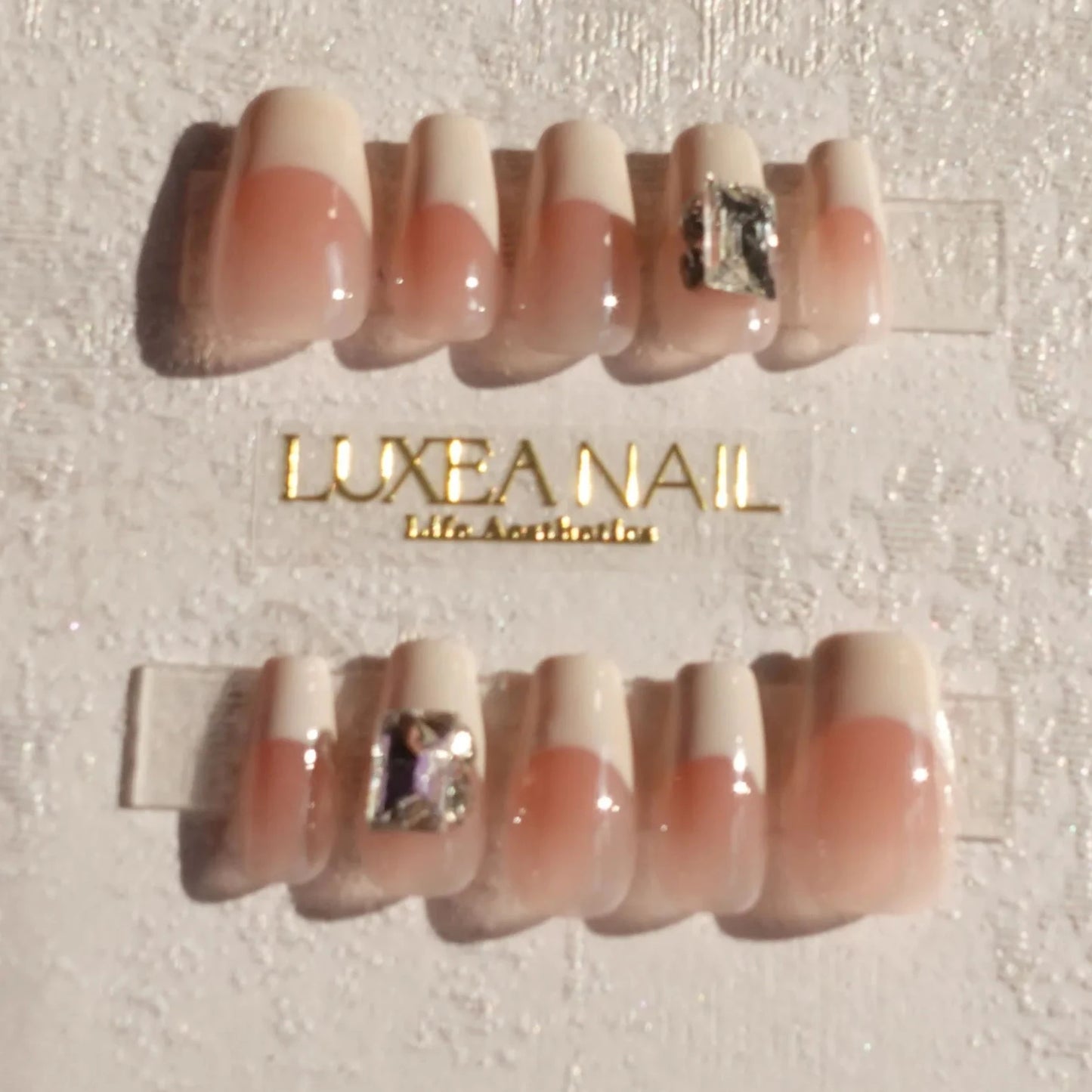 Classy-White-Coffin-20mm-Press On Nail