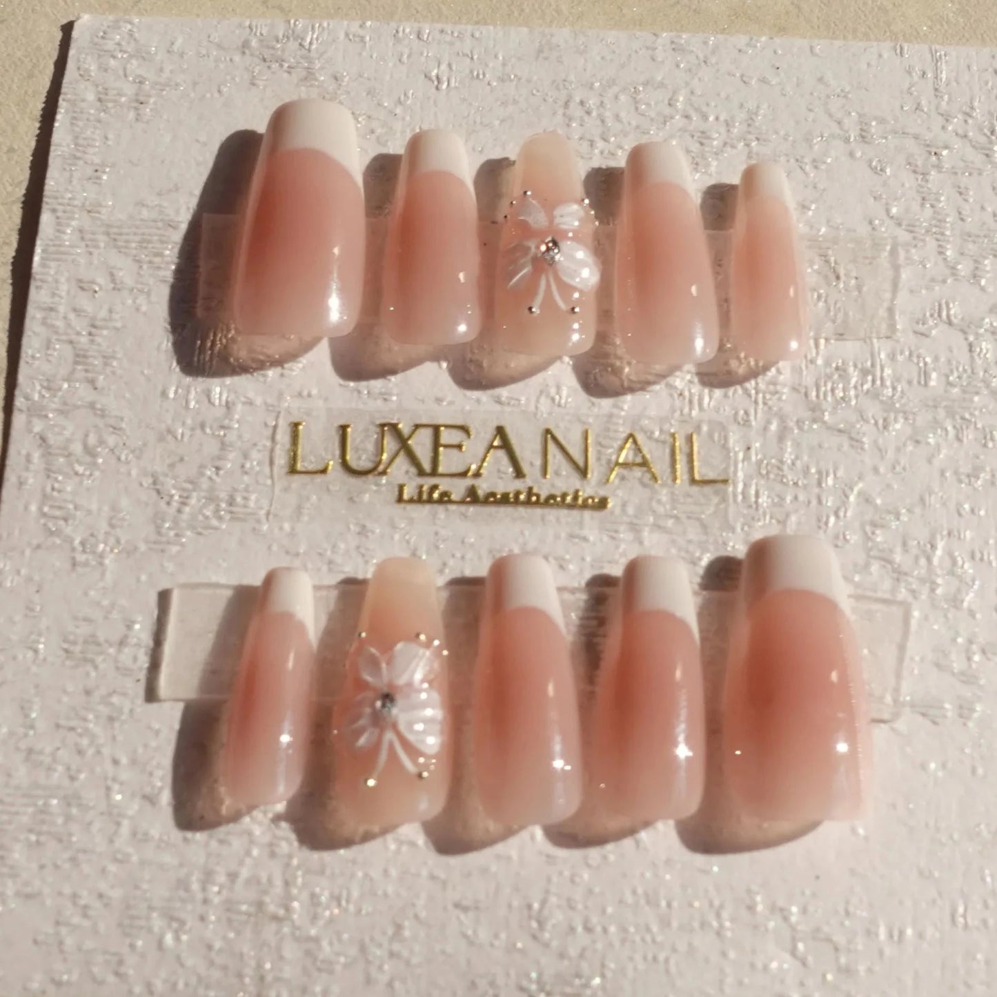 Classy-White-Coffin-30mm-Press On Nail