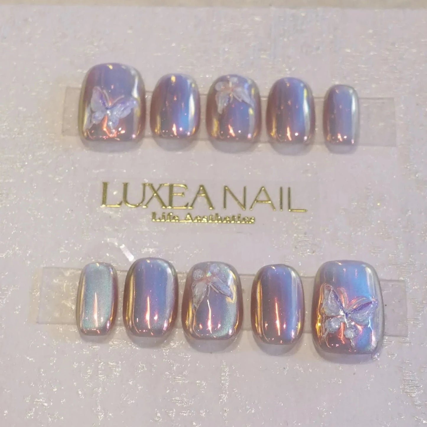 Classy-Holographic-Squoval-15mm-Press On Nail