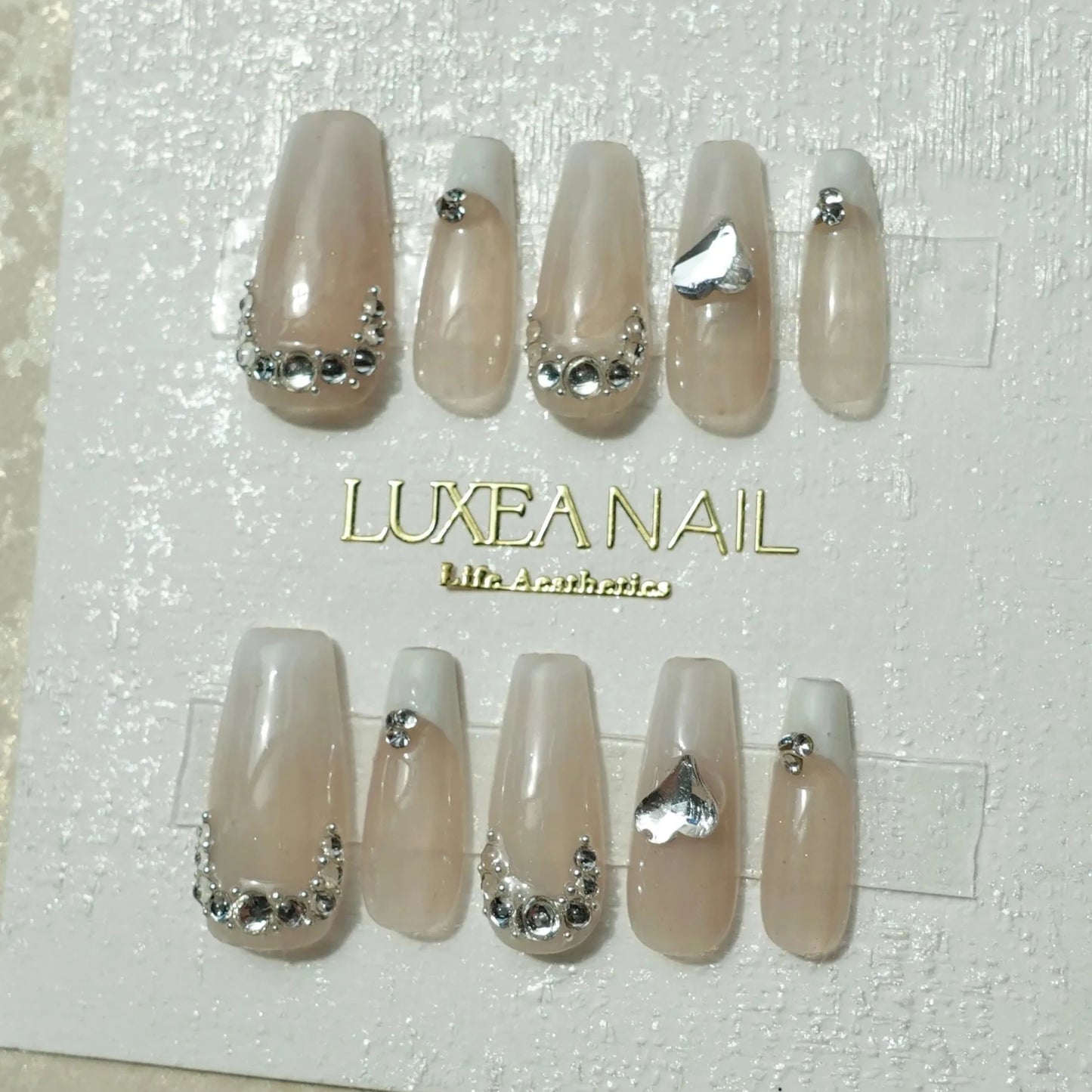 Wedding-White-Coffin-30mm-Press On Nail