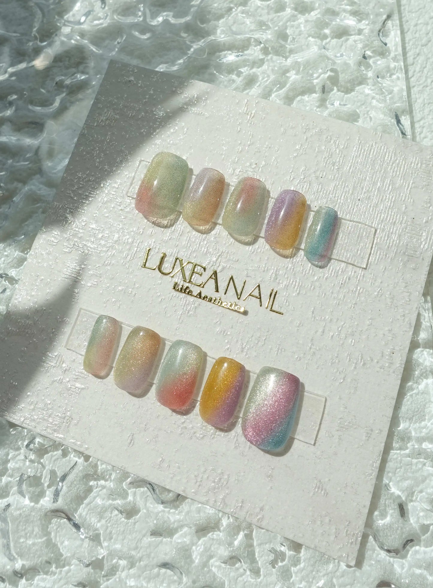 Special-Rainbow-Squoval-15mm-Press On Nail