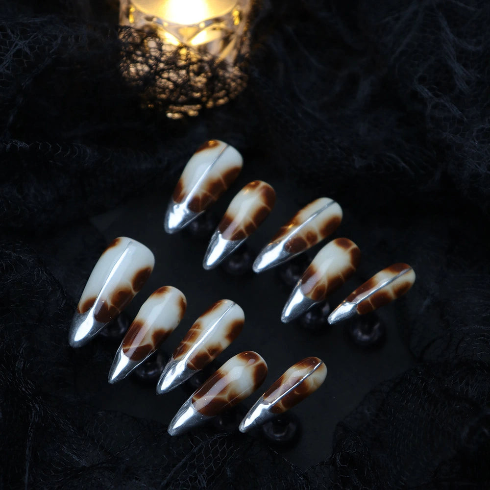 Halloween-Grey-Stiletto-30mm-Press On Nail
