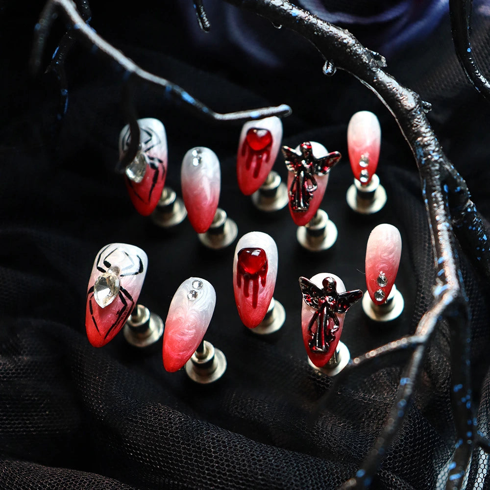 Halloween-Red-Almond-25mm-Press On Nail