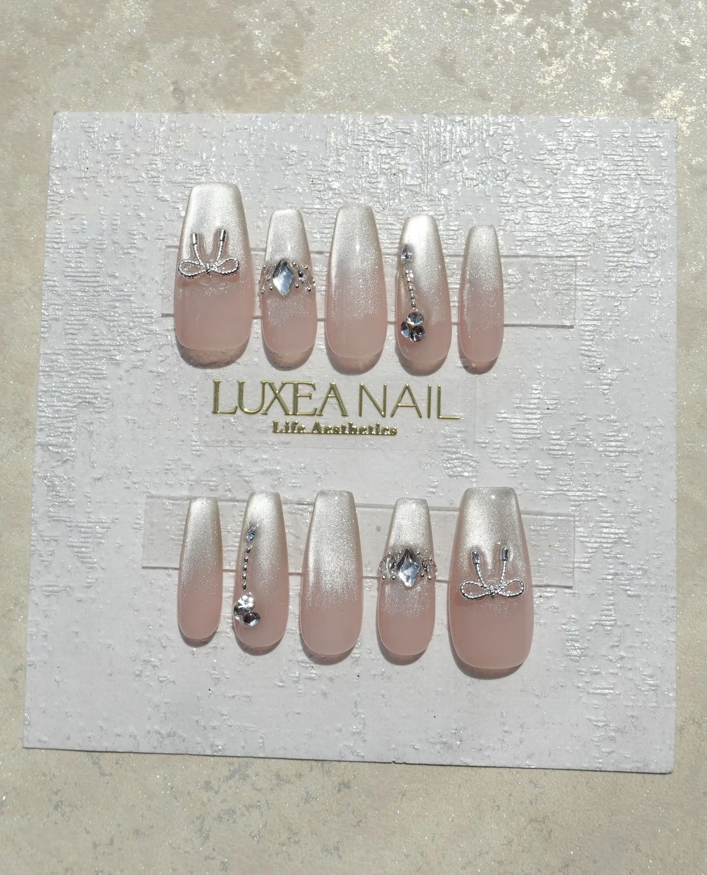 Classy-White-Coffin-30mm-Press On Nail