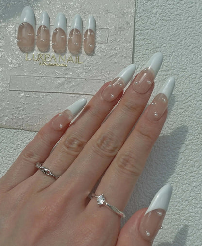 Wedding-White-Almond-30mm-Press On Nail