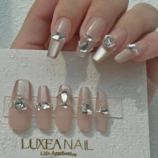 Luxy-White-Coffin-25mm-Press On Nail