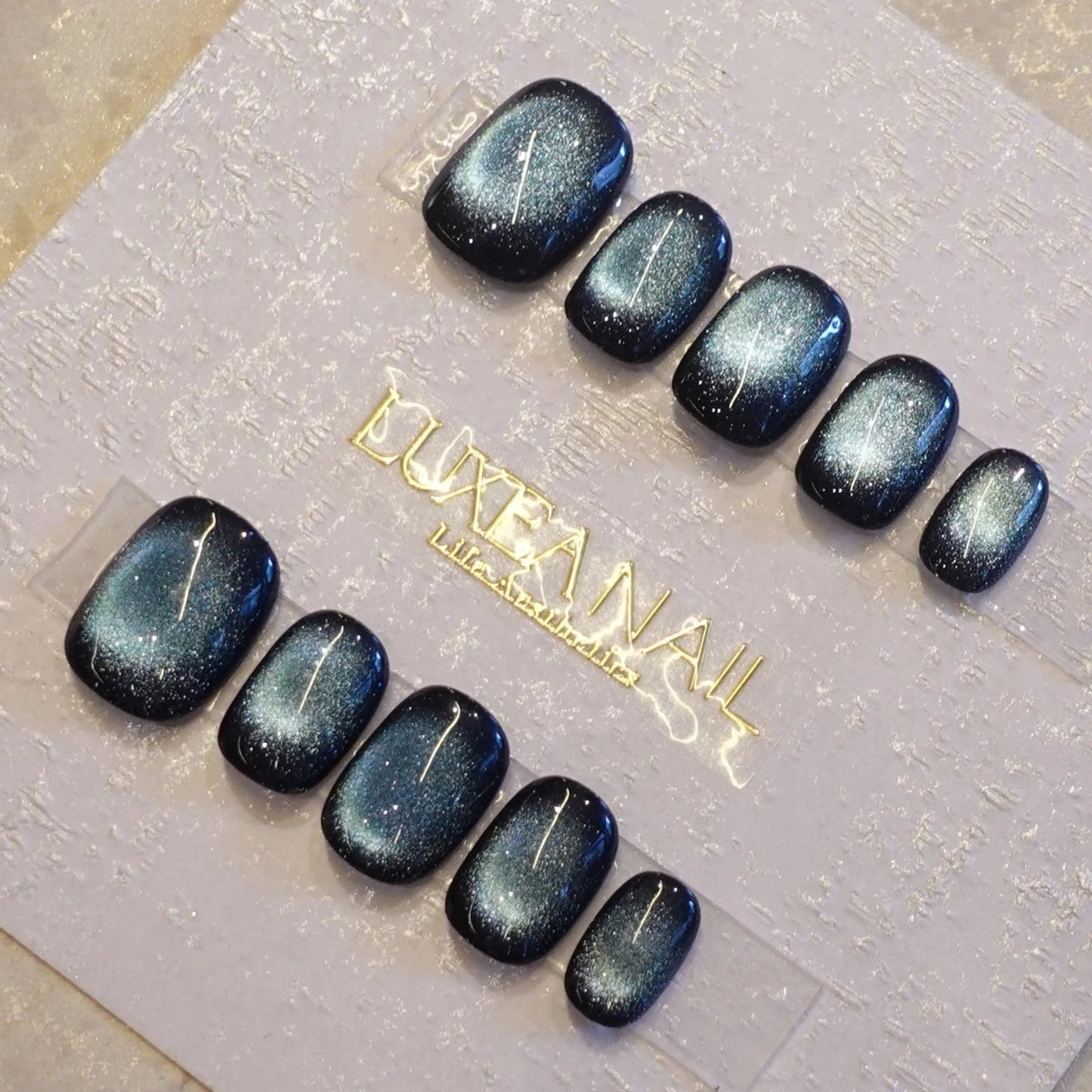 Classy-Blue-Squoval-15mm-Press On Nail