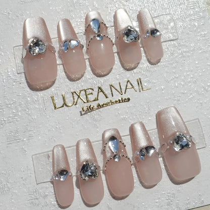 Luxy-White-Coffin-25mm-Press On Nail