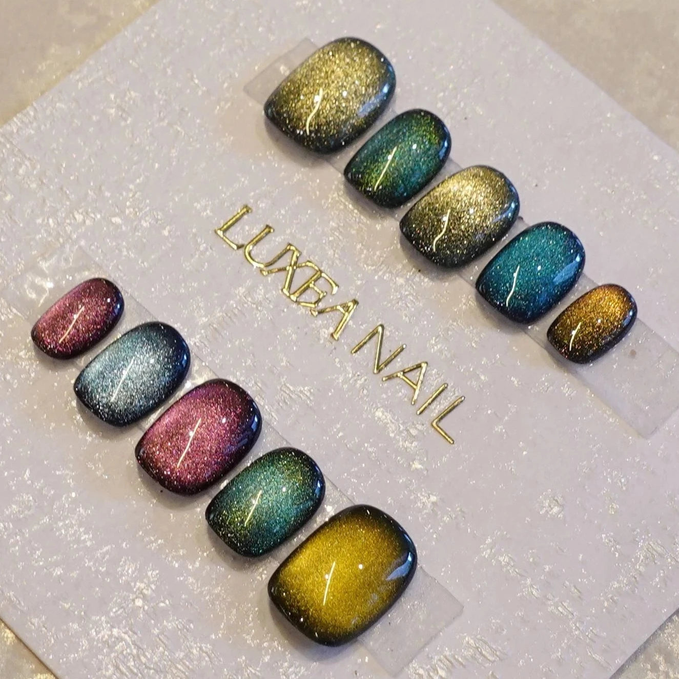 Classy-Rainbow-Squoval-15mm-Press On Nail