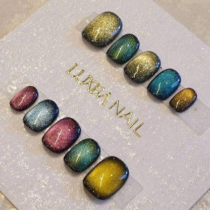 Classy-Rainbow-Squoval-15mm-Press On Nail