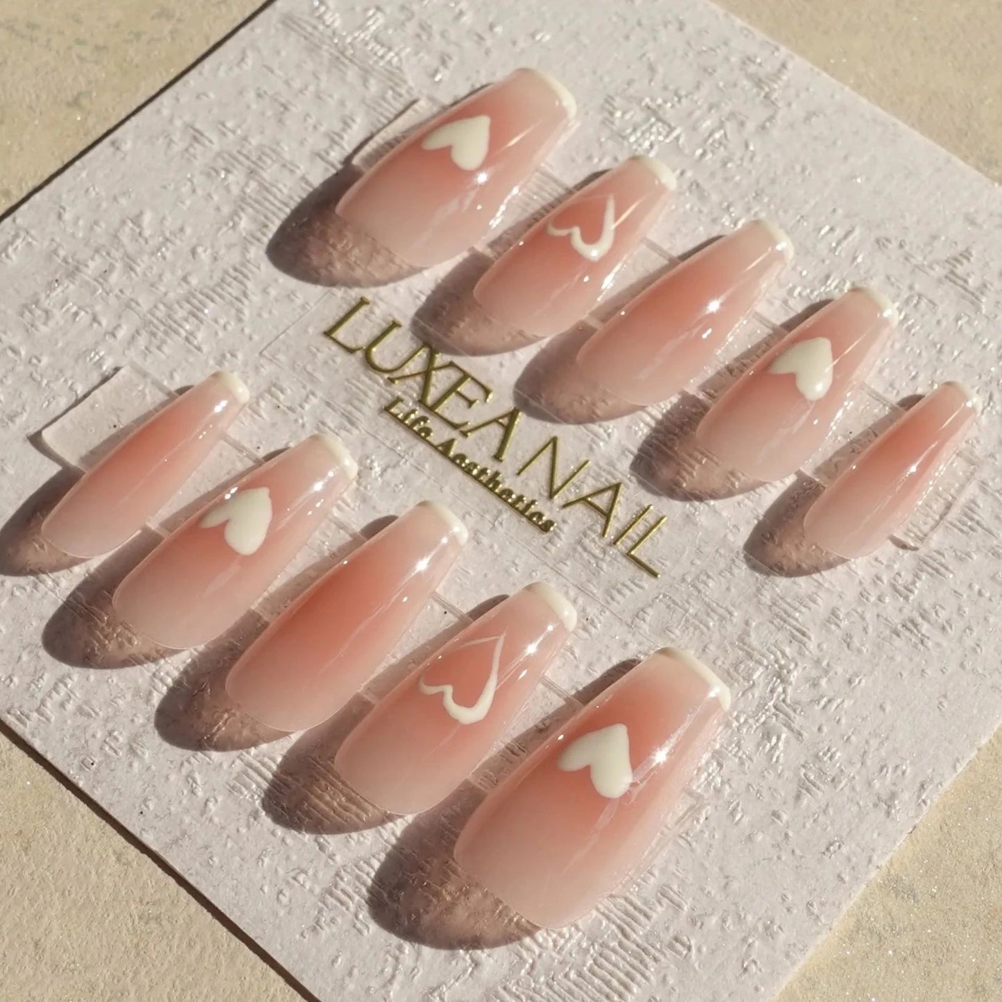 Classy-White-Coffin-30mm-Press On Nail