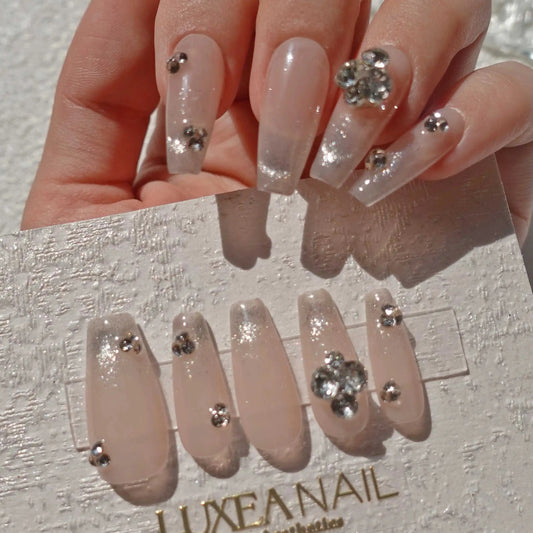 Luxy-Silver-Coffin-30mm-Press On Nail