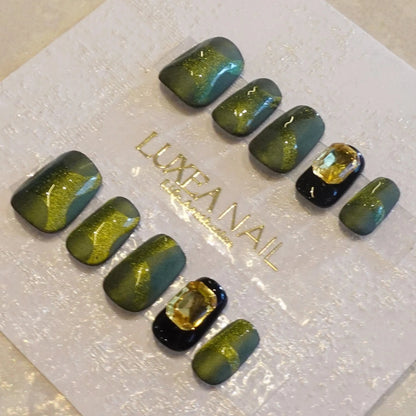 Classy-Green-Coffin-18mm-Press On Nail