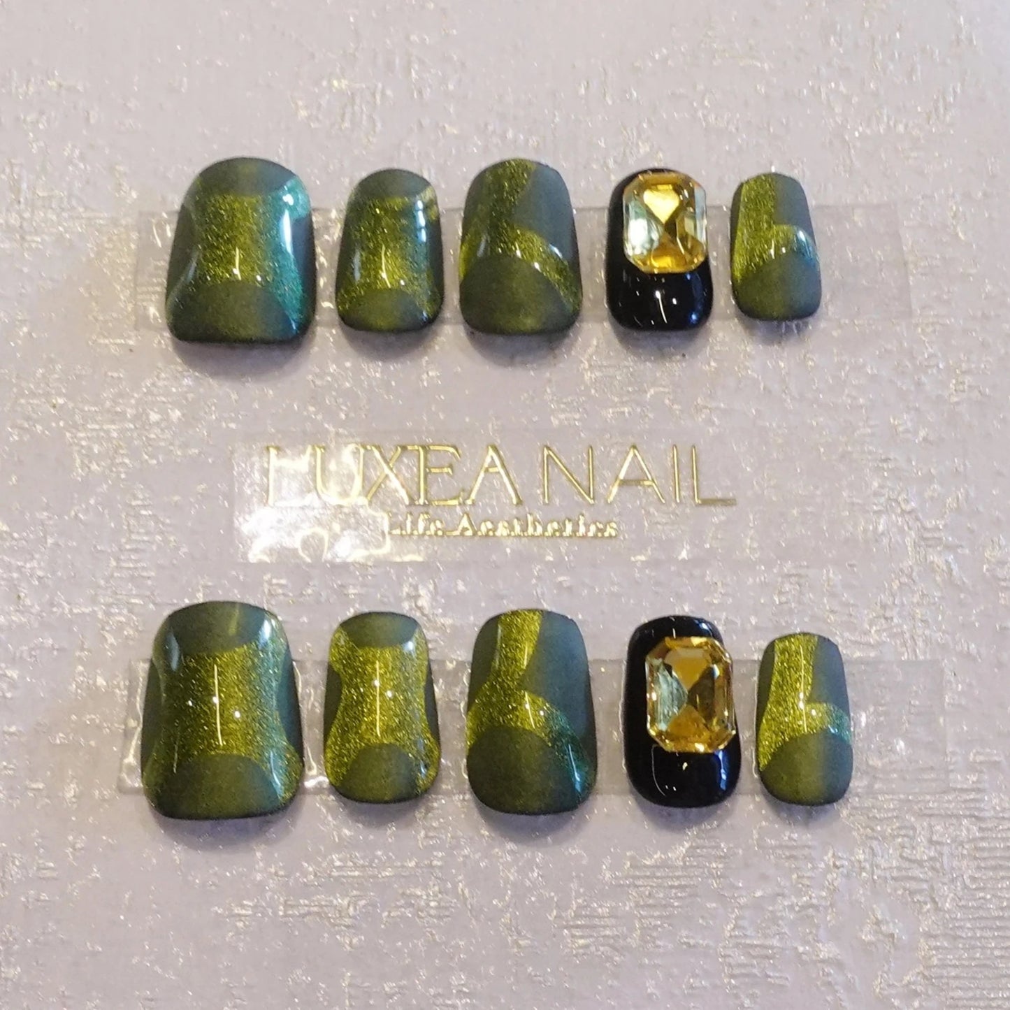 Classy-Green-Coffin-18mm-Press On Nail