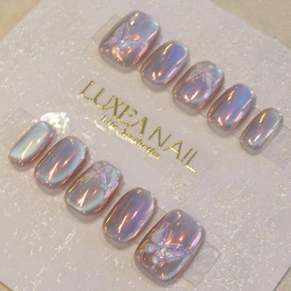 Classy-Holographic-Squoval-15mm-Press On Nail