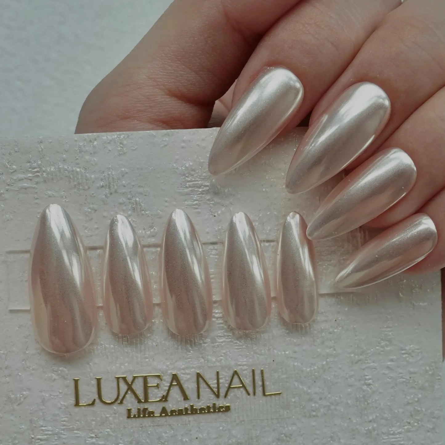 Wedding-White-Stiletto-25mm-Press On Nail