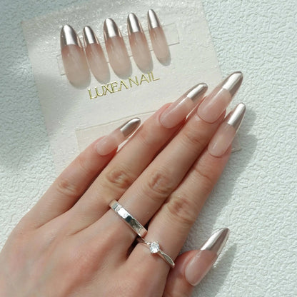 Classy-Silver-Oval-30mm-Press On Nail