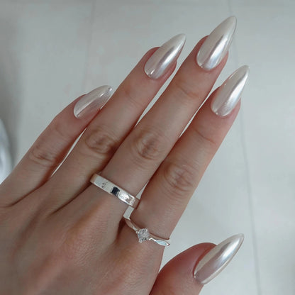 Wedding-White-Stiletto-25mm-Press On Nail