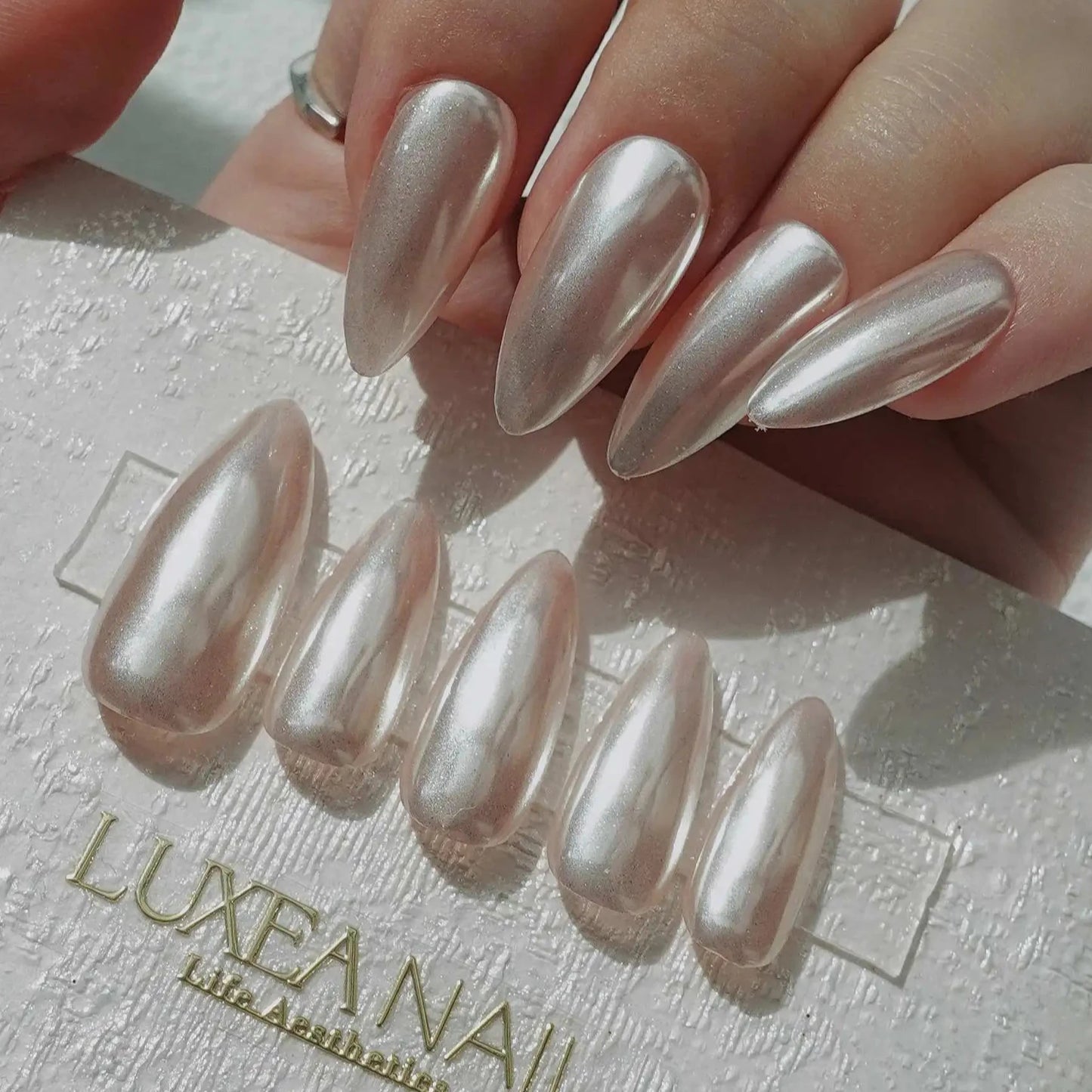 Wedding-White-Stiletto-25mm-Press On Nail