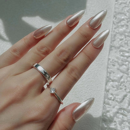 Wedding-White-Stiletto-25mm-Press On Nail