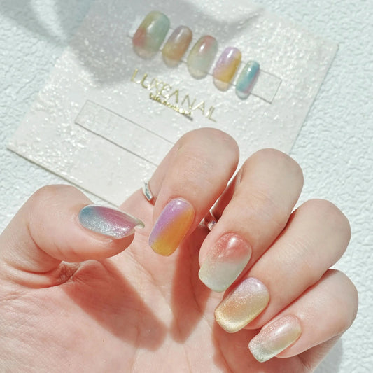 Special-Rainbow-Squoval-15mm-Press On Nail