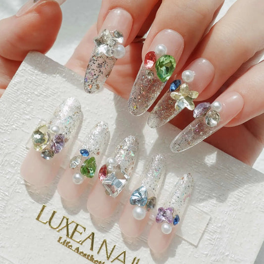 Special-Rainbow-Almond-30mm-Press On Nail