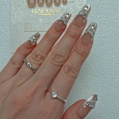 Luxy-White-Almond-25mm-Press On Nail