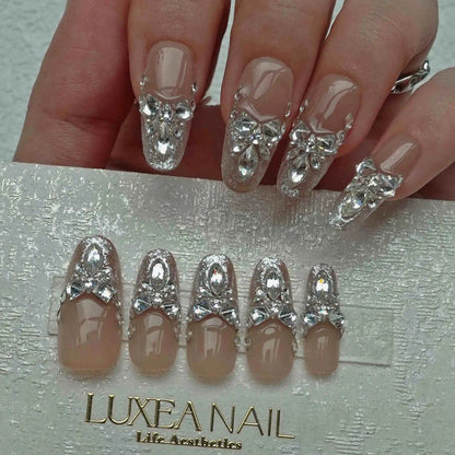 Luxy-White-Almond-25mm-Press On Nail