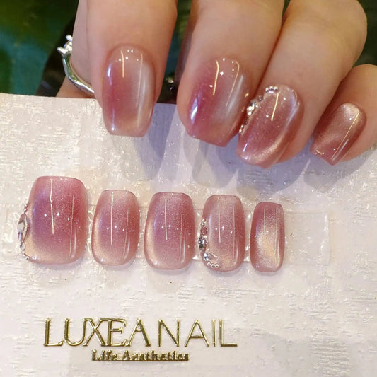 Classy-Pink-Square-15mm-Press On Nail