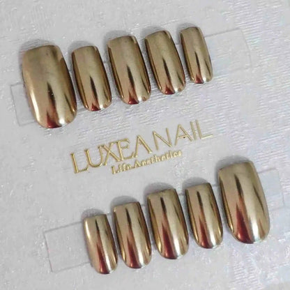 Classy-Gold-Square-18mm-Press On Nail