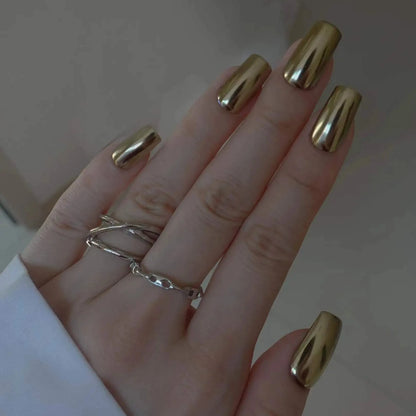 Classy-Gold-Square-18mm-Press On Nail