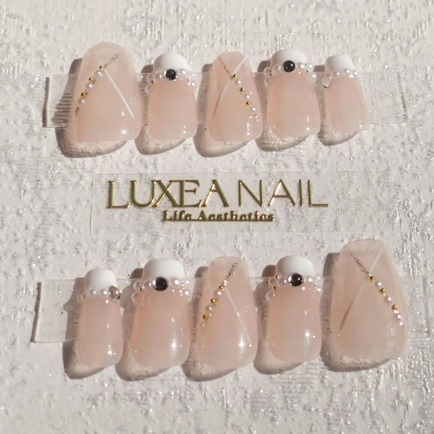 Wedding-White-Coffin-20mm-Press On Nail