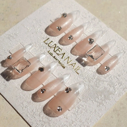 Luxy-White-Stiletto-30mm-Press On Nail