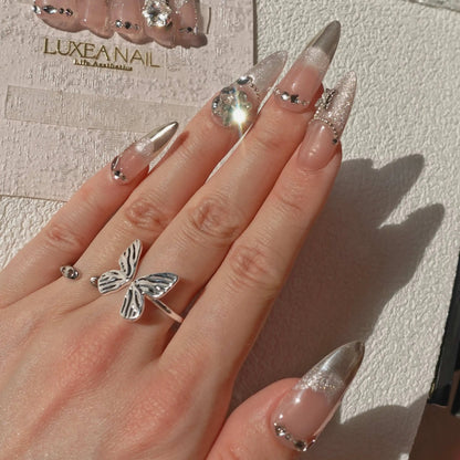 Luxy-Silver-Stiletto-30mm-Press On Nail