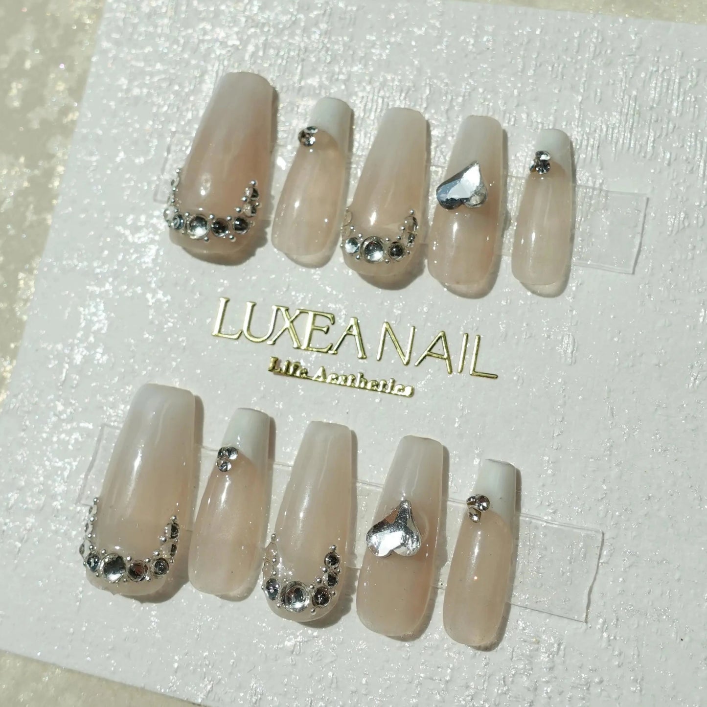 Wedding-White-Coffin-30mm-Press On Nail