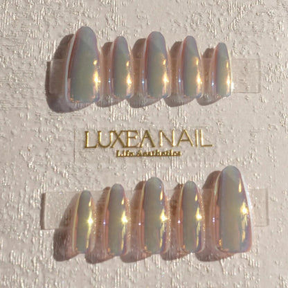 Classy-Holographic-Almond-28mm-Press On Nail