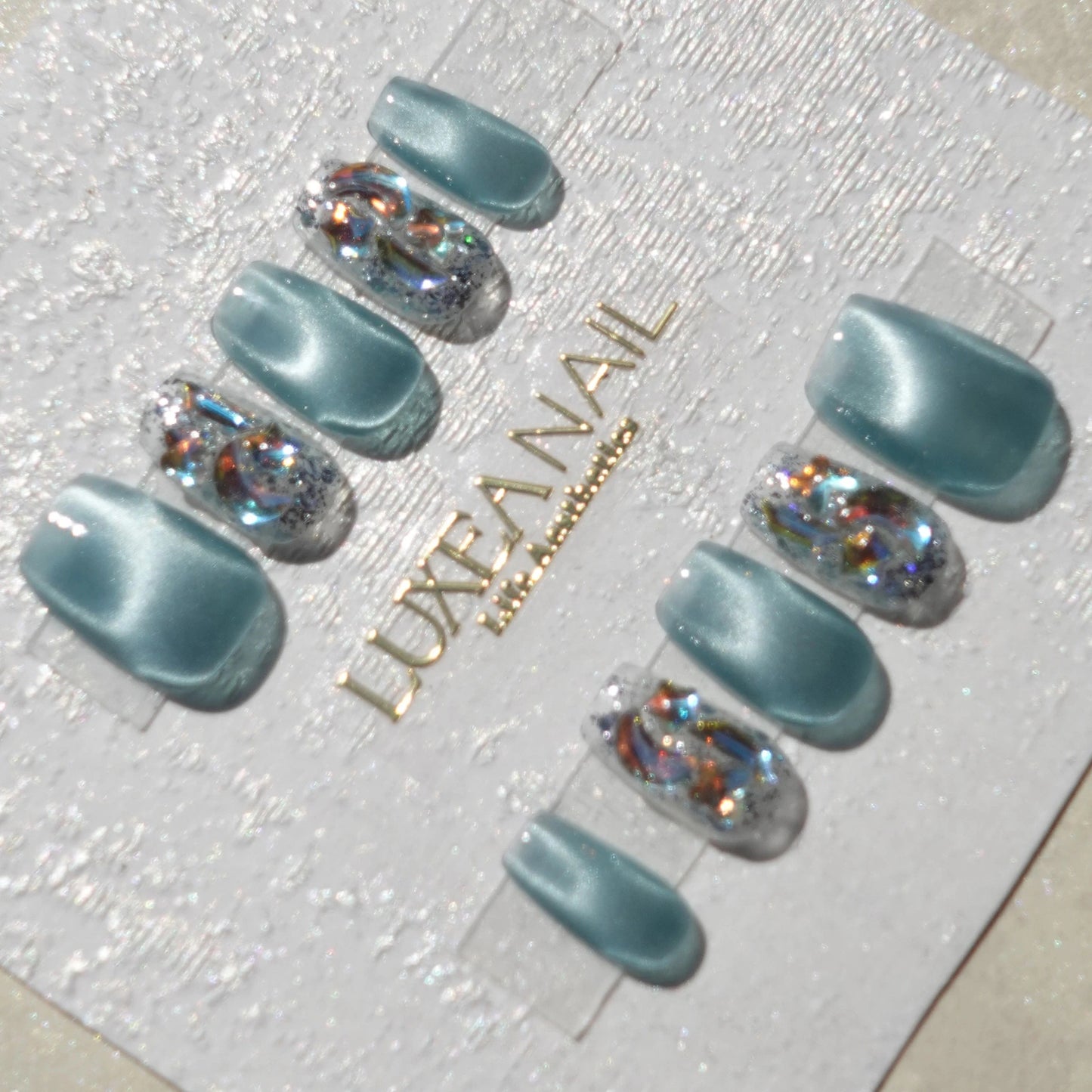 Luxy-Blue-Square-18mm-Press On Nail