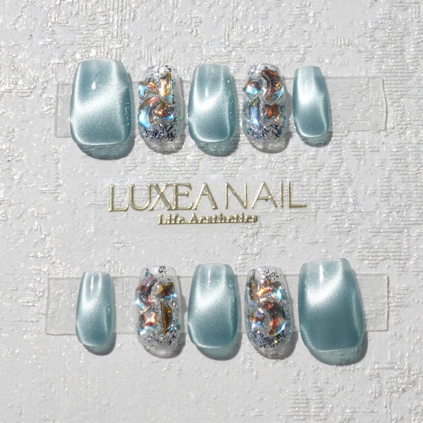 Luxy-Blue-Square-18mm-Press On Nail