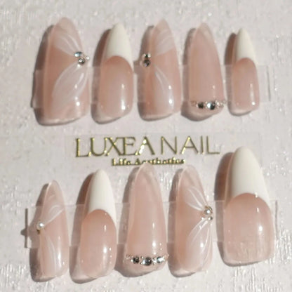 Wedding-White-Stiletto-28mm-Press On Nail