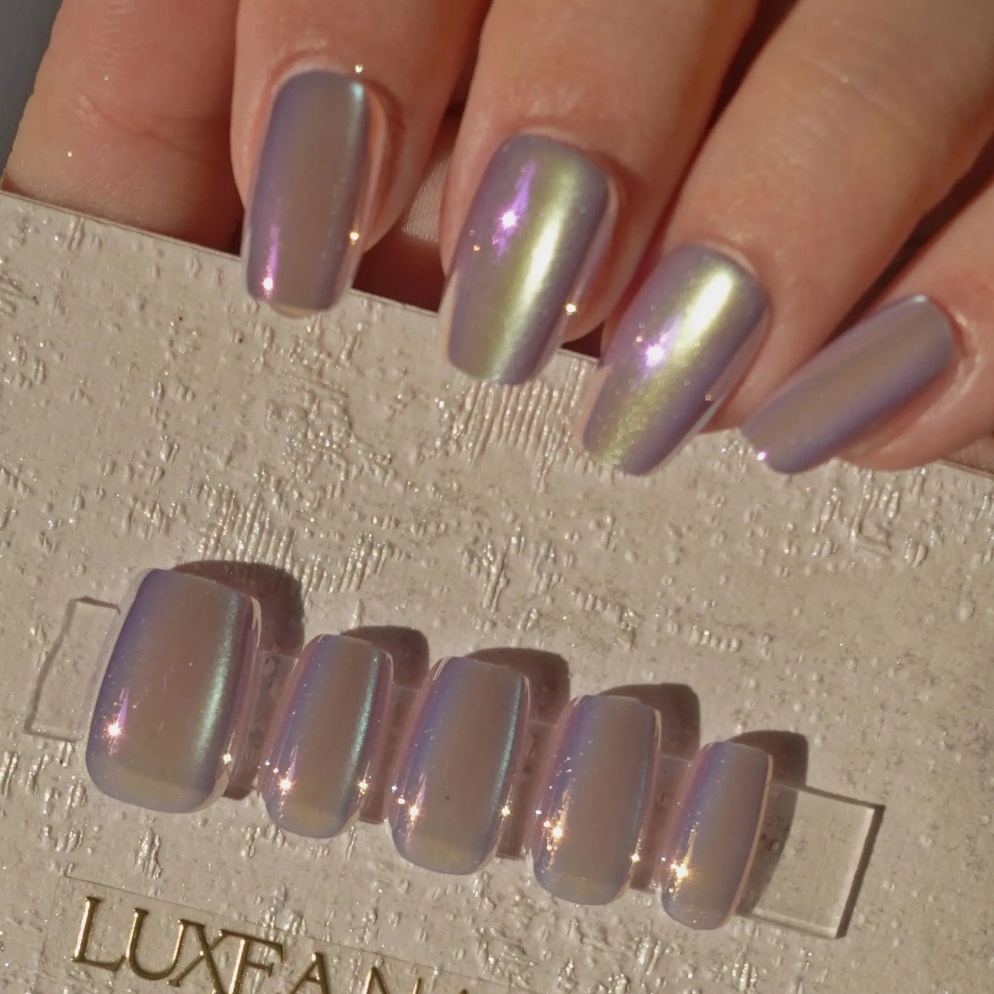 Classy-Holographic-Square-18mm-Press On Nail