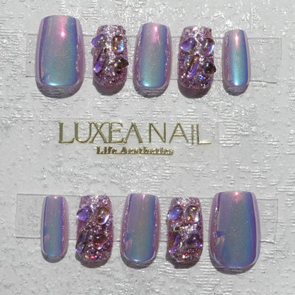 Special-Purple-Square-25mm-Press On Nail