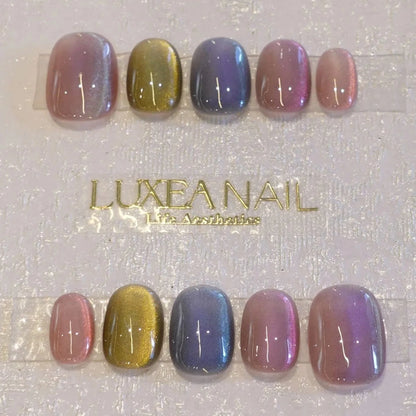 Classy-Rainbow-Squoval-15mm-Press On Nail