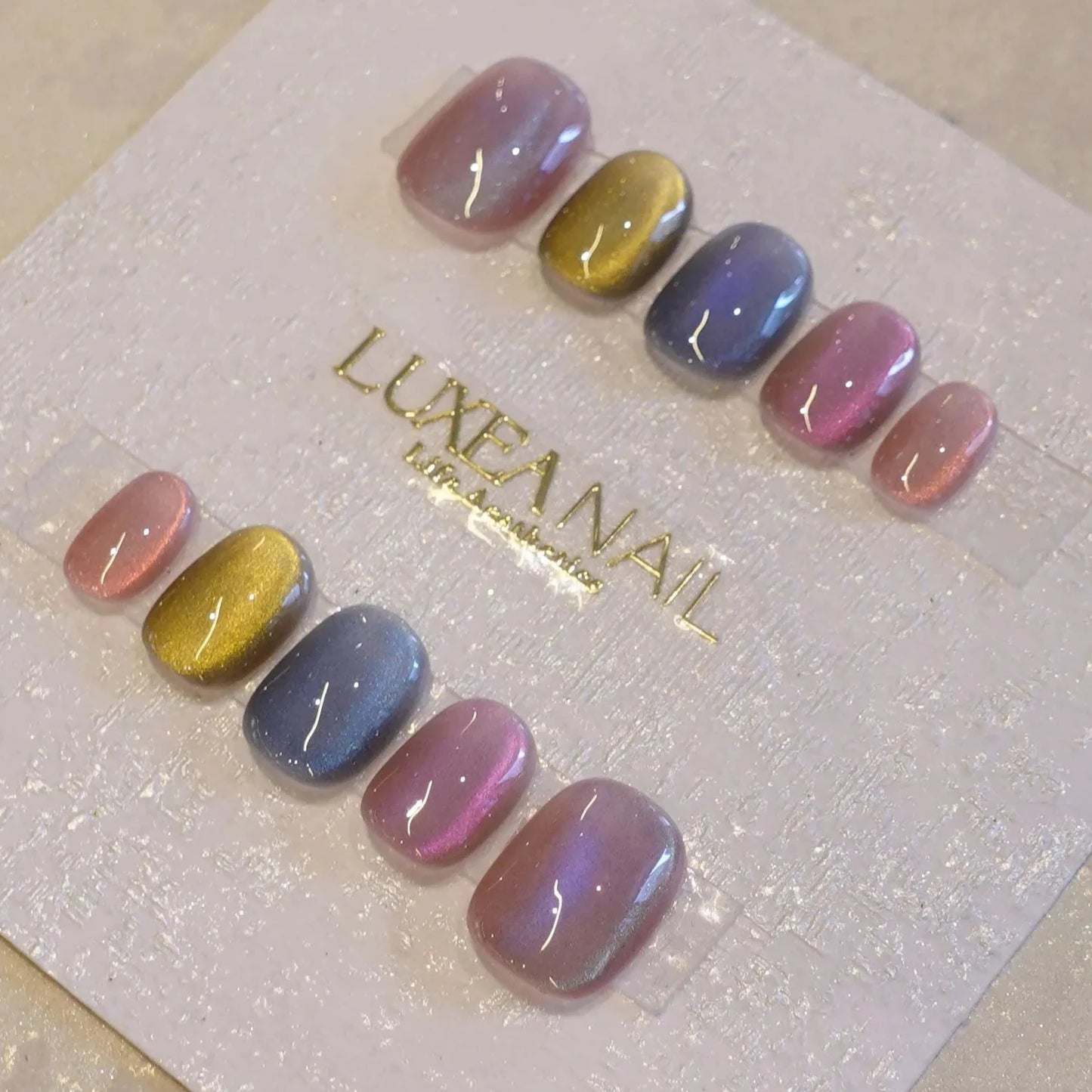 Classy-Rainbow-Squoval-15mm-Press On Nail