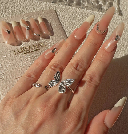 Classy-White-Coffin-25mm-Press On Nail