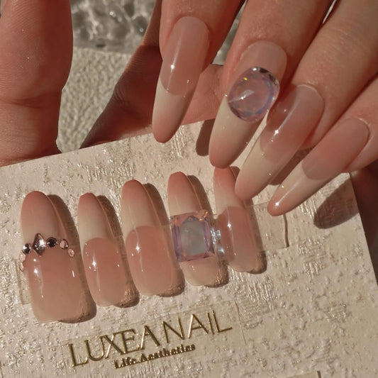 Classy-White-Almond-30mm-Press On Nail