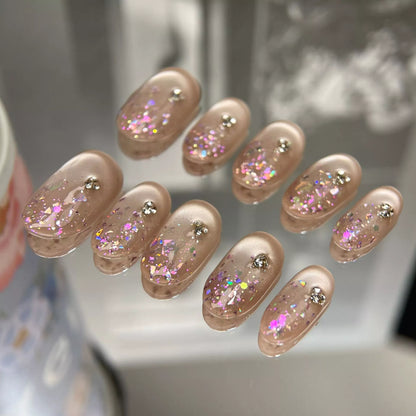 Classy-Gold-Squoval-15mm-Press On Nail