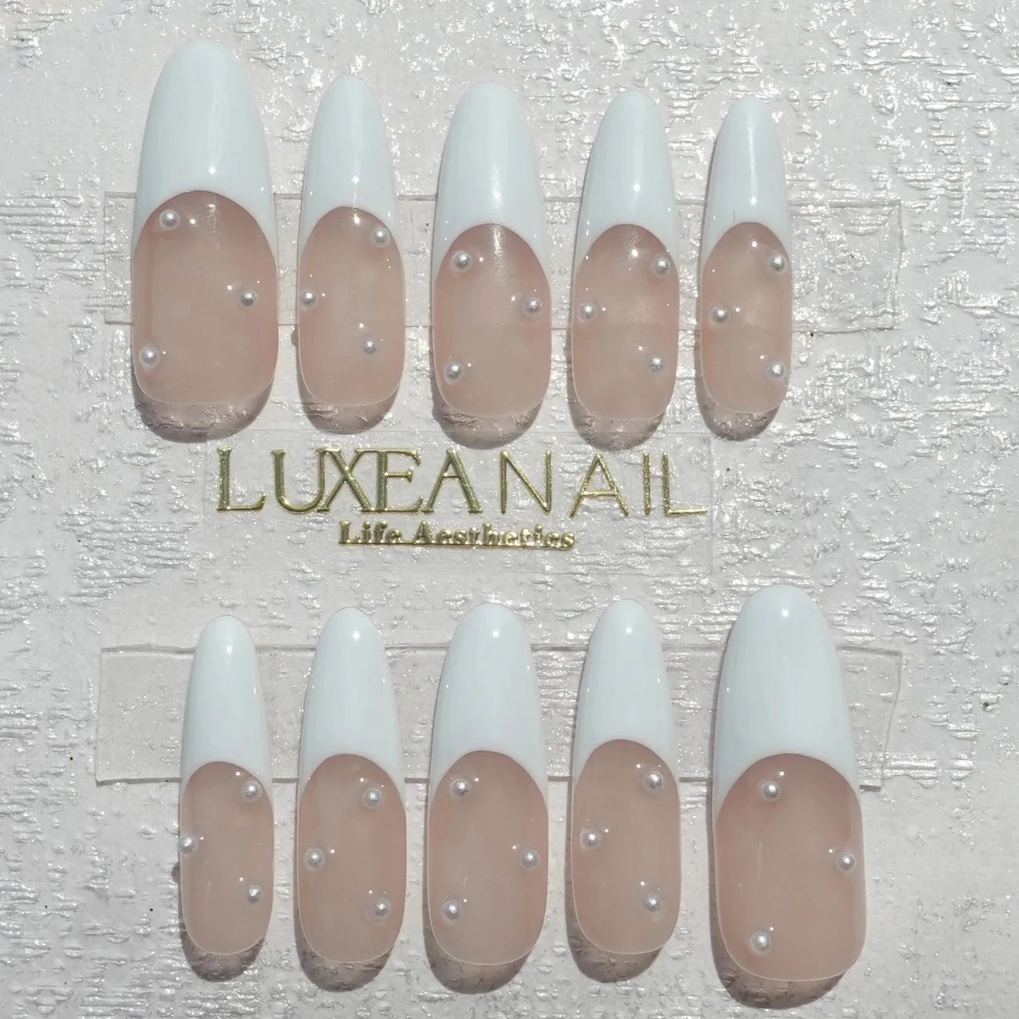 Wedding-White-Almond-30mm-Press On Nail