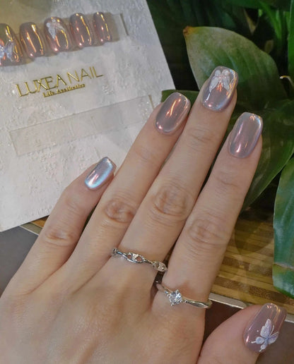 Classy-Holographic-Squoval-15mm-Press On Nail