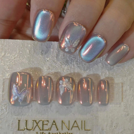 Classy-Holographic-Squoval-15mm-Press On Nail