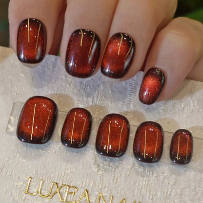 Classy-Red-Squoval-15mm-Press On Nail